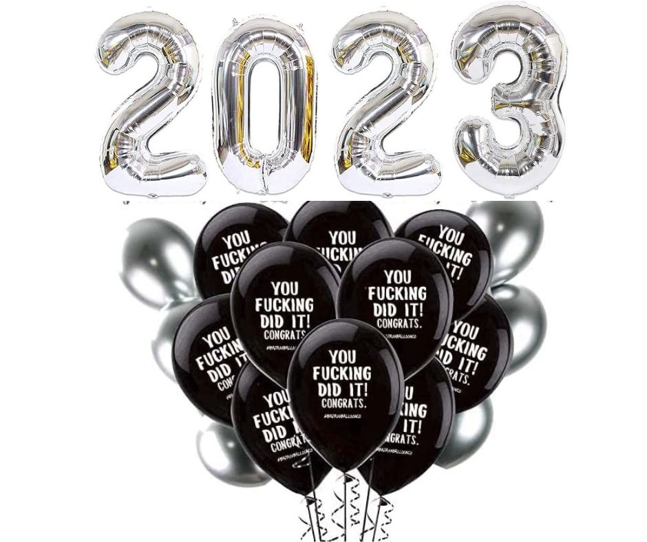 Class of 2023 Graduation Decorations, Congratulations Grad Party Decorations, Black and Silver Party Decor, 2023 High School Graduation, College Graduation, Nursing School Graduation, Med School Graduation