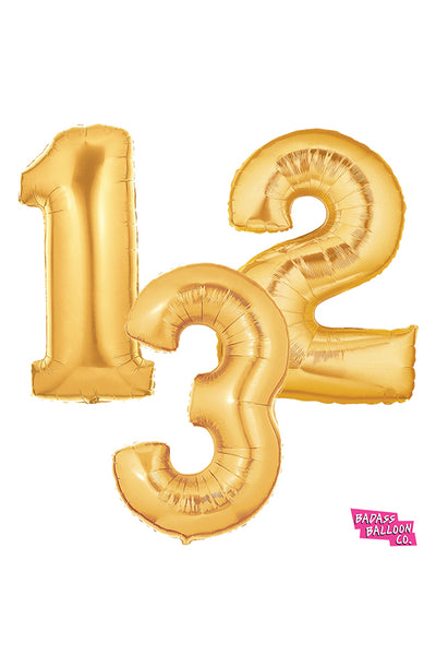 40" Number Balloons in Gold, Silver, or Pink - Badass Balloon Co. New Orleans