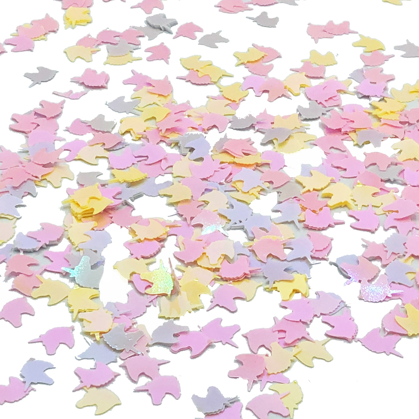 Yellow + Pink Iridescent Unicorn Confetti in Indirect Light