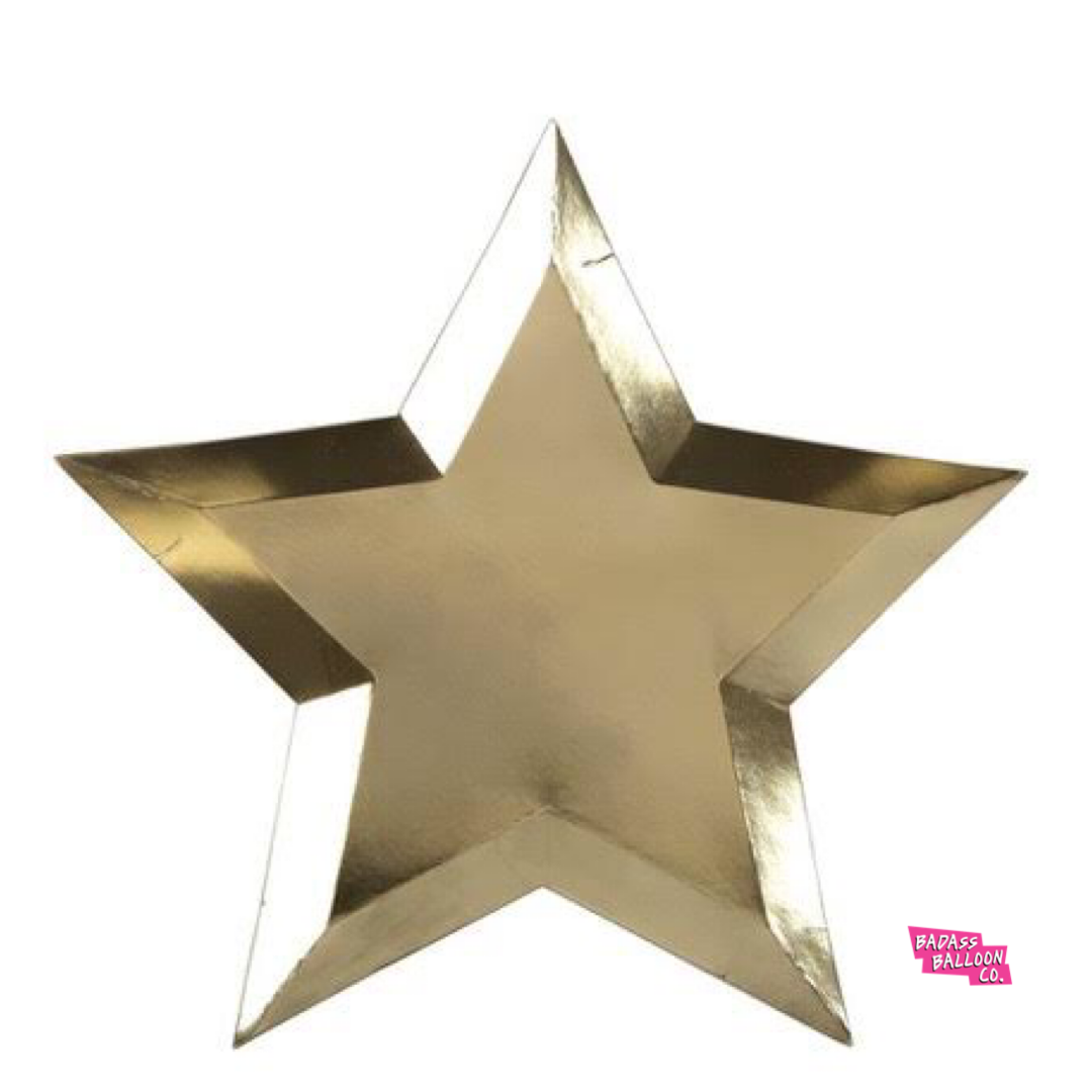 Gold Foil Star shaped Plate-set of 8- recycled paper