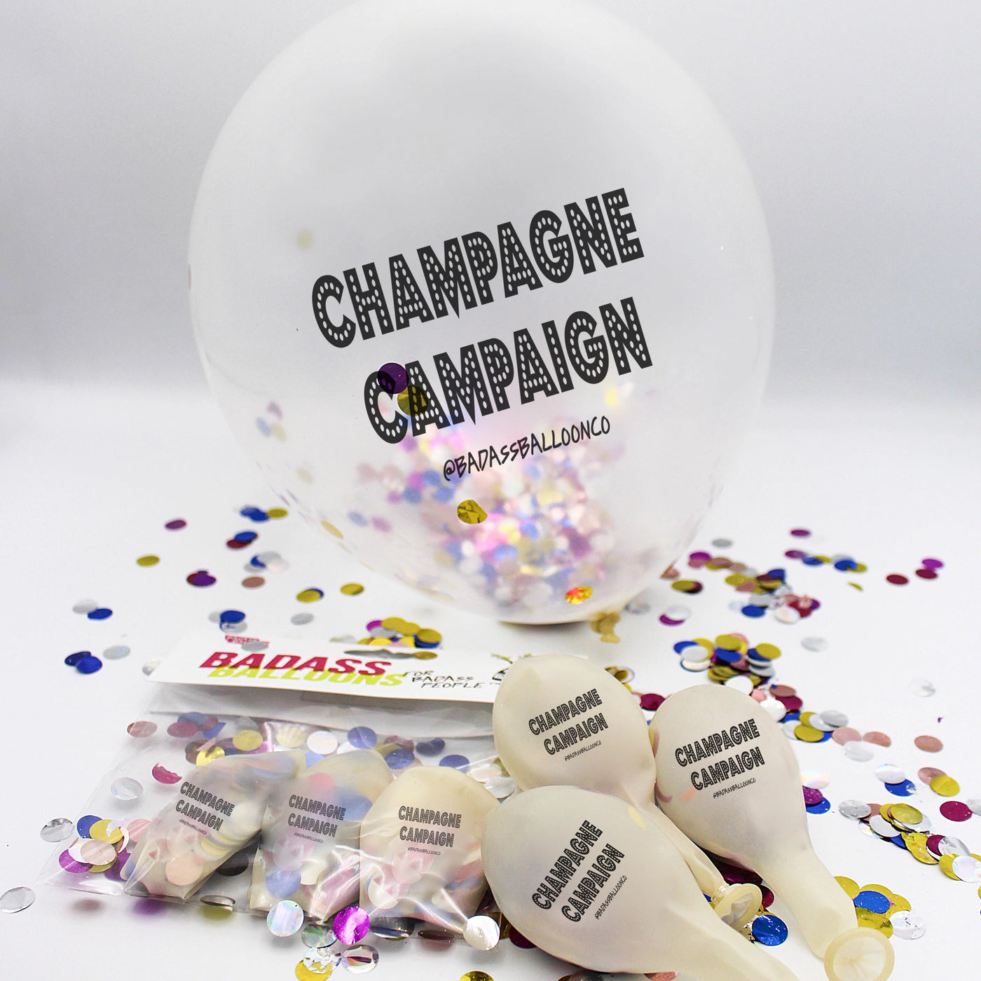 Champagne Campaign Confetti Balloon - by Badass Balloon Co