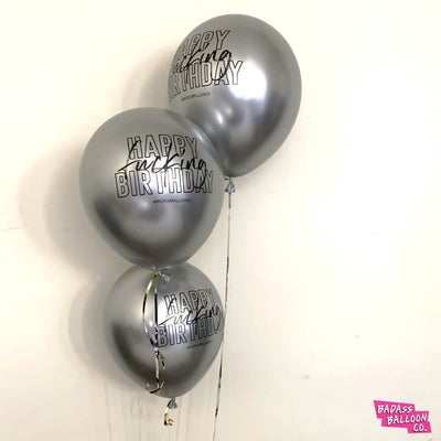 Happy Fucking Birthday Silver Chrome Balloons - Badass Balloon Co. 