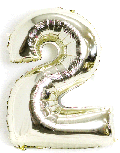 Giant Number Balloons in WHITE Gold