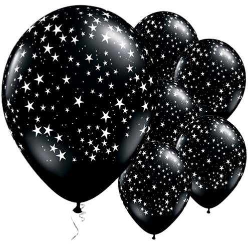 Celestial Black and White Star 11 inch latex balloons