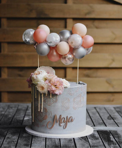 Black and Silver Cake Topper Mini Balloon Garland