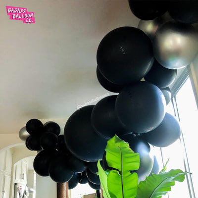 Black and grey balloon garland - by Badass Balloon Co