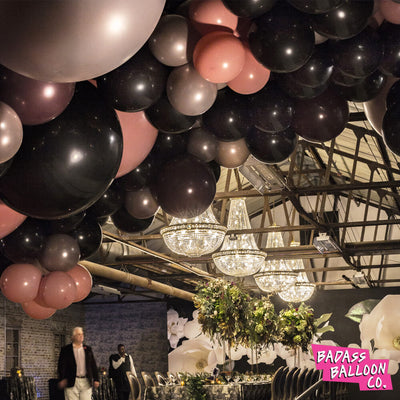 Birthday decoration: giant balloon garland with dark colors - by Badass Balloon Co