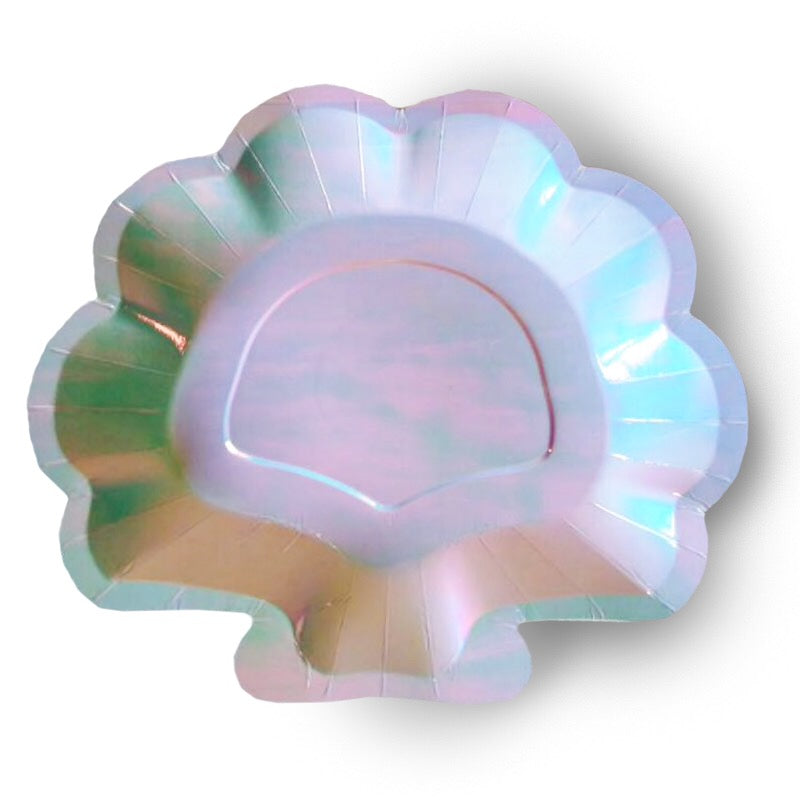 Iridescent Sea Shell Cake Plate-set of 8- recycled paper