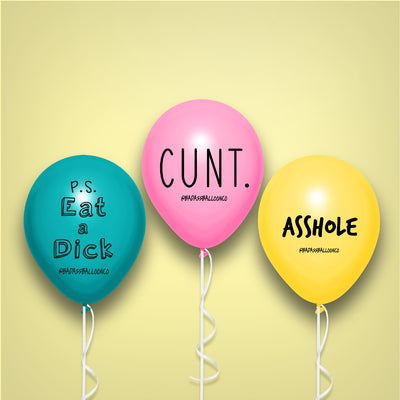 Rude Ass pack / Abusive Balloon Party 12 Pack | Badass Balloons Co