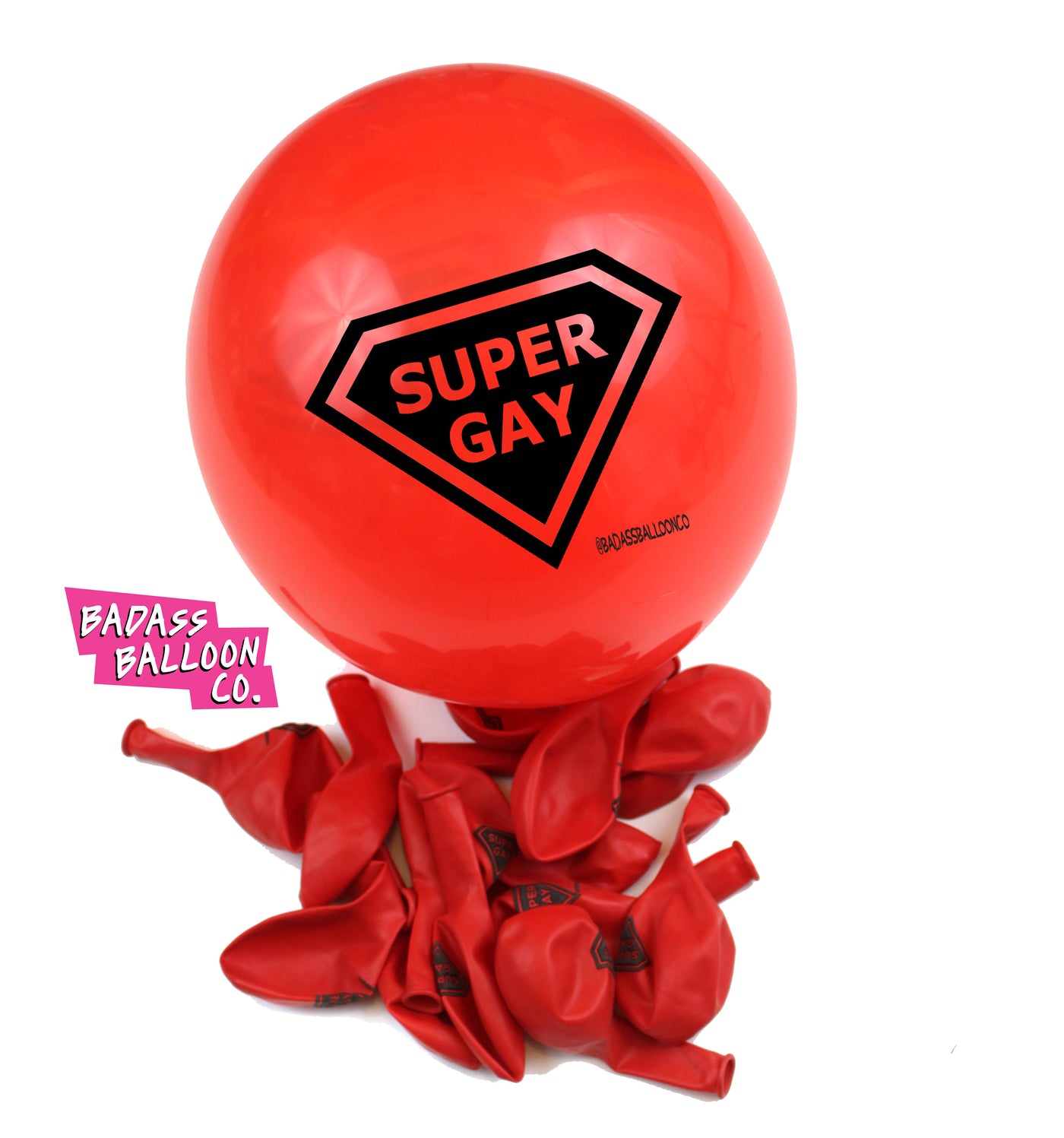 SUPER GAY Pride and Birthday Balloons. Natural Latex. 100% Biodegradable. Badass Balloons. Party Supplies.