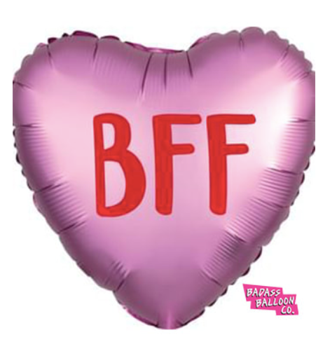 "BFF" Heart Shaped Pink Matte Mylar Balloons