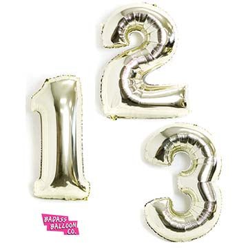 Giant Number Balloons in WHITE Gold