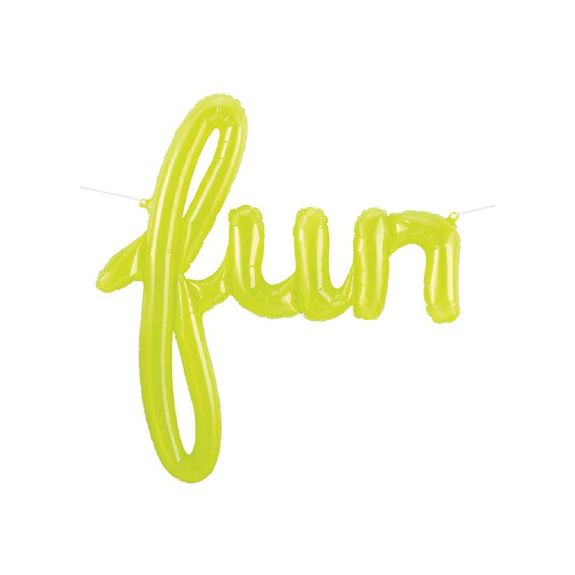 Lime Green "FUN" Script Balloon - badassballoonco