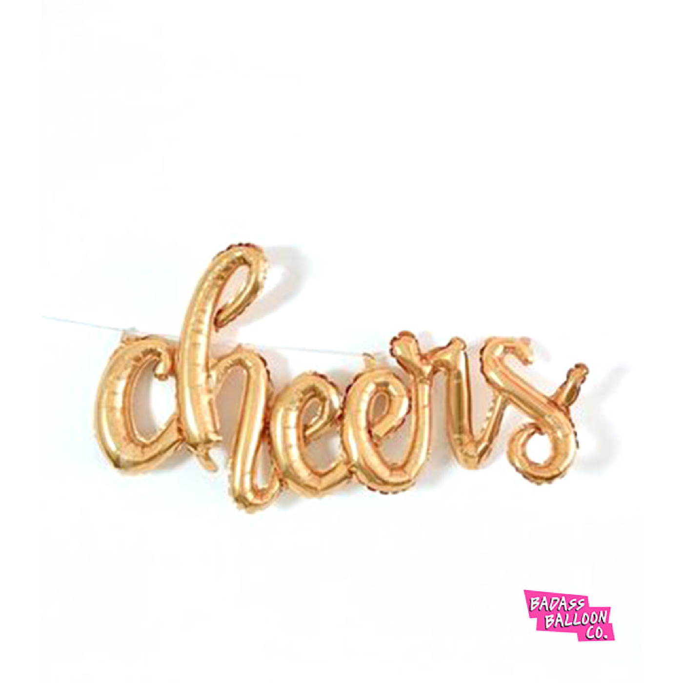 Gold "CHEERS" Script Balloon - badassballoonco