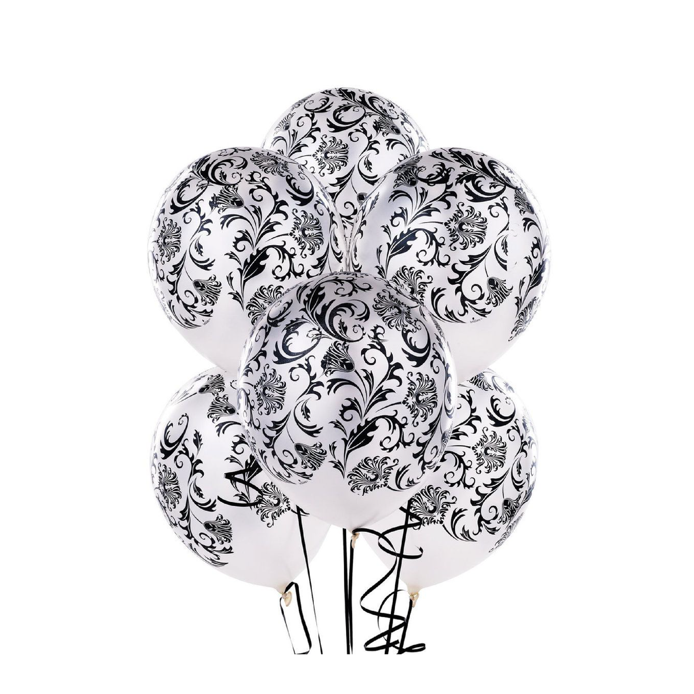 Black and White Damask 11 inch balloons - badassballoonco