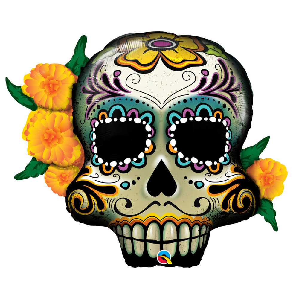 Dia de Los Muertos (Day of the Dead) Skull Super Shape Balloon - badassballoonco