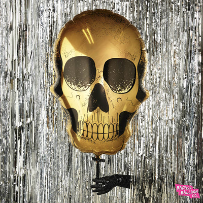 Gold Dipped Skull Super Shape Balloon - badassballoonco