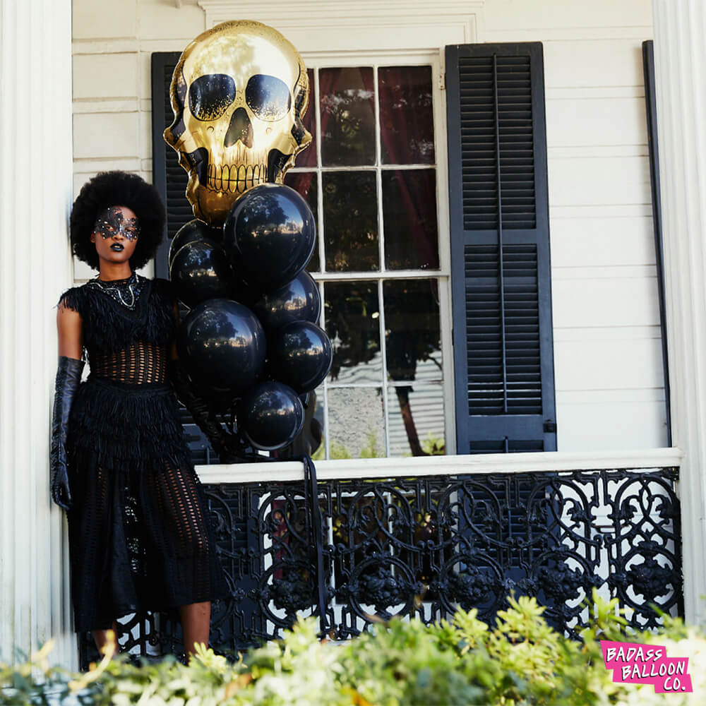 Gold Dipped Skull Super Shape Balloon - badassballoonco