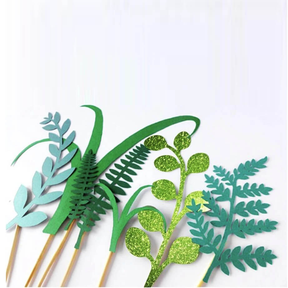 Welcome to the Jungle Green Leaf Cake Topper