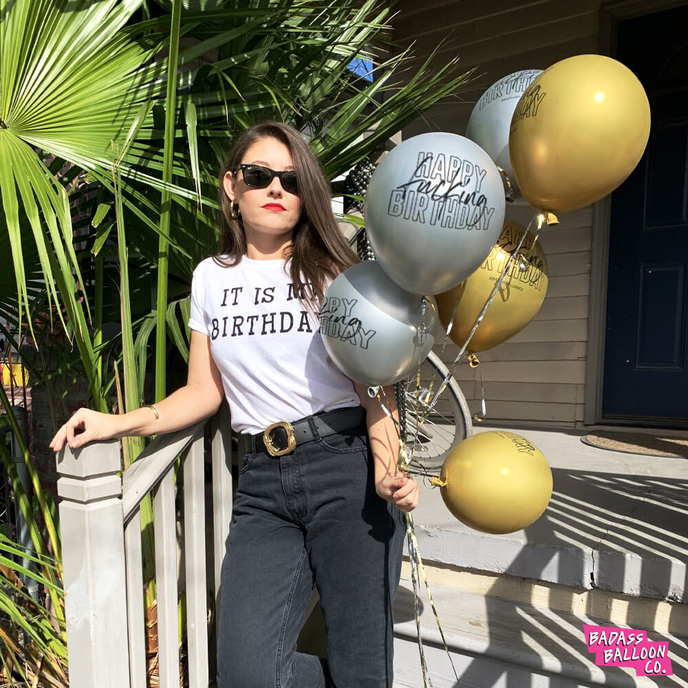 Happy Fucking Birthday Silver Chrome Balloons - Badass Balloon Co. 