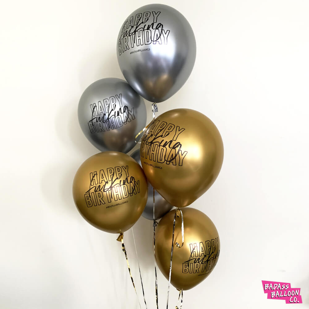 Happy Fucking Birthday Silver Chrome Balloons - Badass Balloon Co. 
