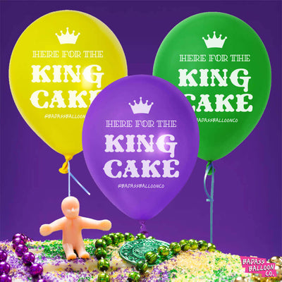 Here for The King Cake Mardi Gras Badass Balloon Pack | Mardi Gras Party Decor