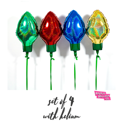Holographic String Lightbulb Balloons (Set of 4) - badassballoonco