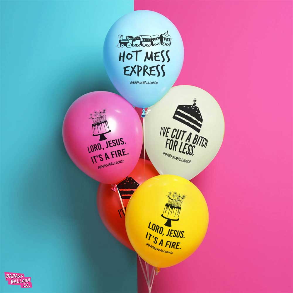 Iconic Birthday Badass Balloon Pack | Funny, Offensive, Abusive Balloons & Party Favors