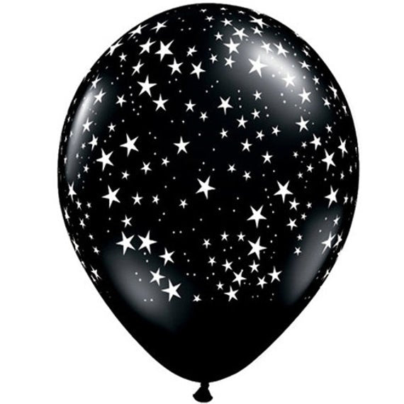 Celestial Black and White Star 11 inch latex balloons