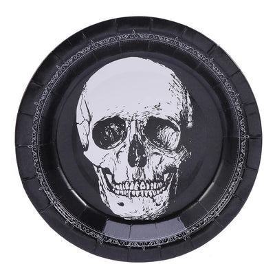 Black and White skull plates -set of 10- recycled paper