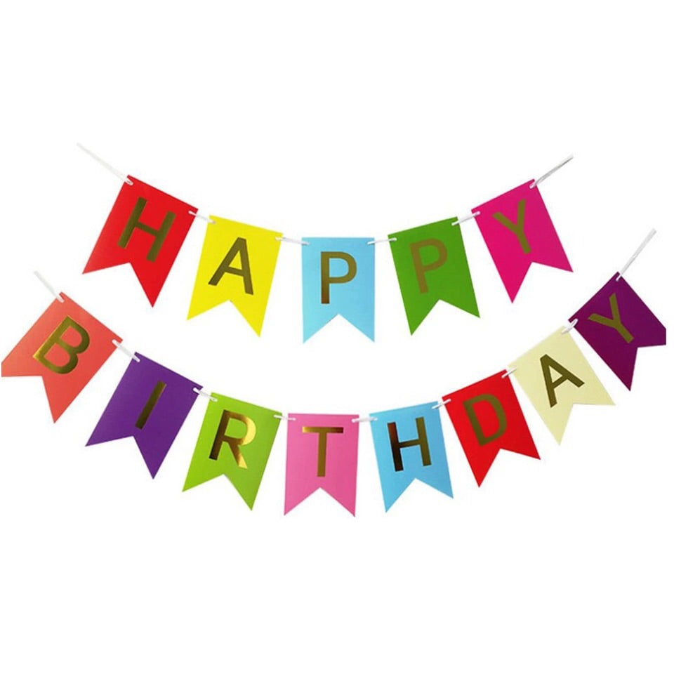 Happy Birthday Paper Party banner and bunting