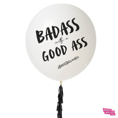 badass balloon co funny birthday balloons. text "badass with a good ass"