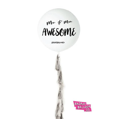 Mr. and Mrs. Awesome Jumbo Badass Balloon with Tassel - badassballoonco