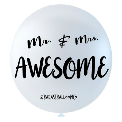 Mr. and Mrs. Awesome Jumbo Badass Balloon with Tassel - badassballoonco