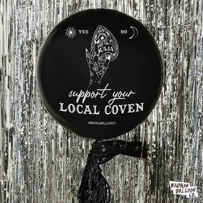 Support Your Local Coven Halloween Jumbo Black Balloon