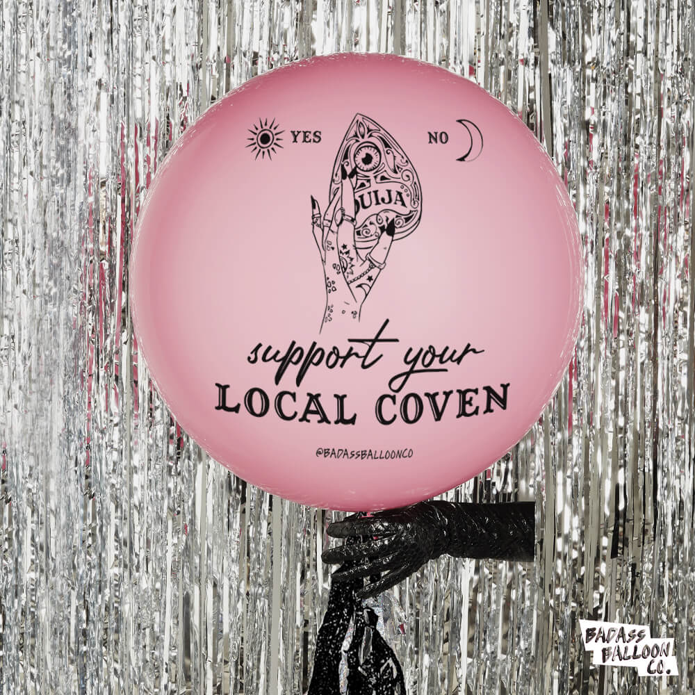 Support Your Local Coven Halloween Jumbo Pink Balloo