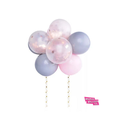 Baby Shower Pink and Grey Cake Topper Mini Balloon Garland