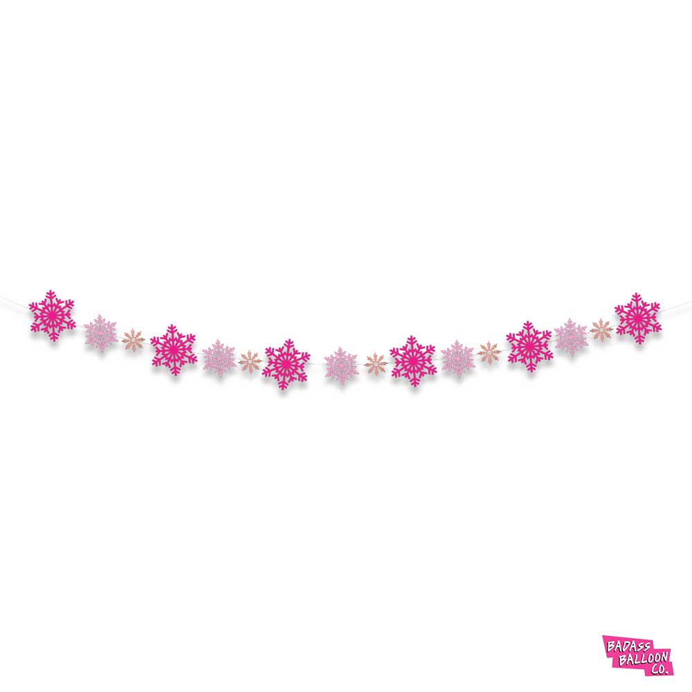 Pink Snowflakes Paper Banner | Christmas Decoration