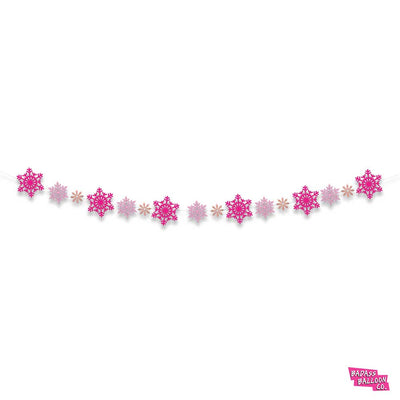 Pink Snowflakes Paper Banner | Christmas Decoration