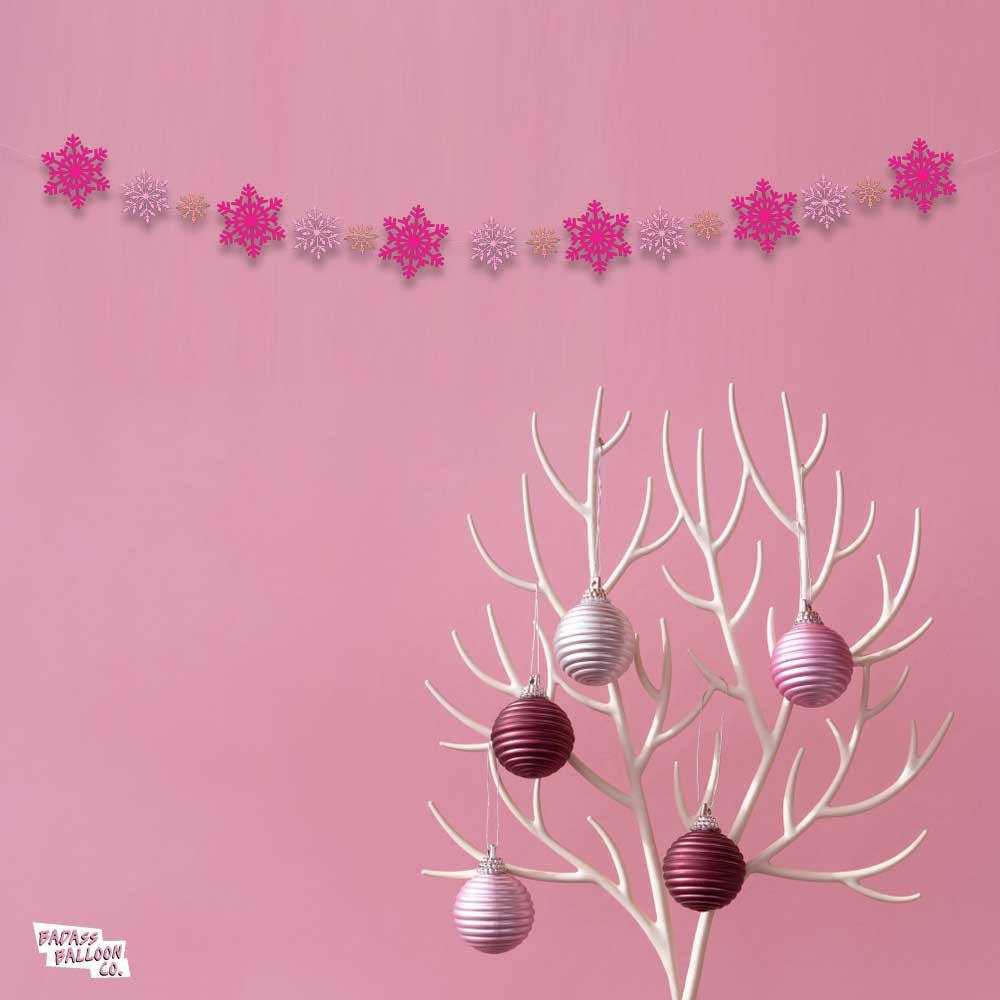 Pink Snowflakes Paper Banner | Christmas Decoration