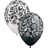 Black and White Damask 11 inch balloons