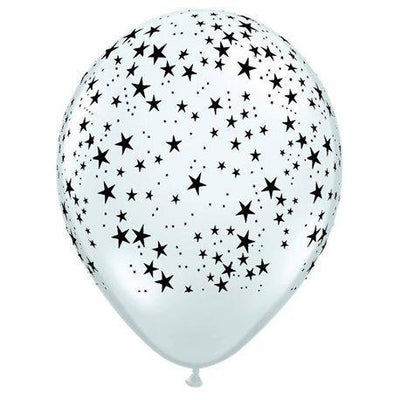 Celestial Black and White Star 11 inch latex balloons