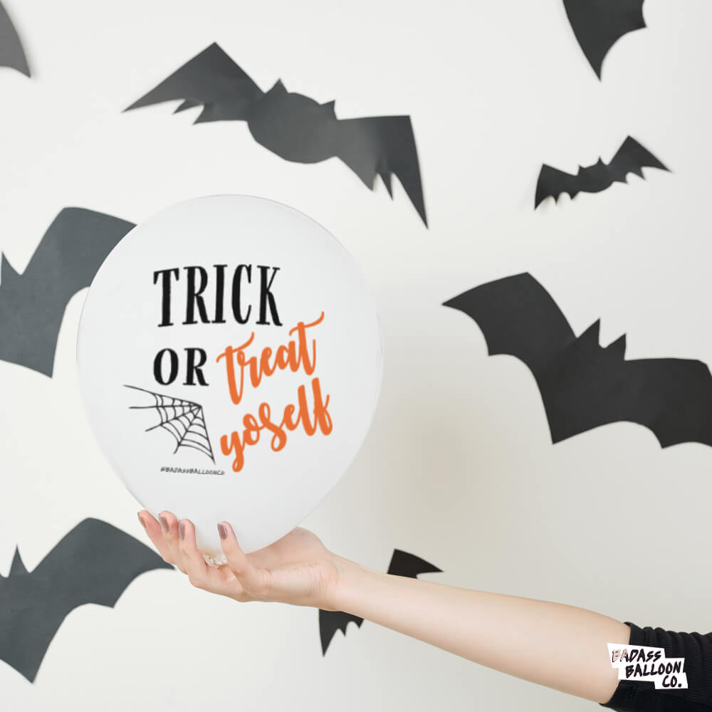 Trick or Treat Yoself Halloween Badass Balloons. Biodegradable Party Balloons